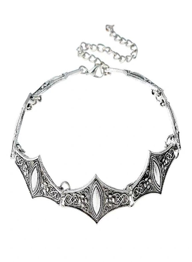 Cykdohy Short Oxidized Filigree Choker Statement Necklace for Women Men Ancient Punk Gothic Patterns Geometric Neck Chain Collar Bib Vintage Retro Necklaces Inidan Traditional Bollywood Gypsy Jewelry (Ancient Silver) - Image 1